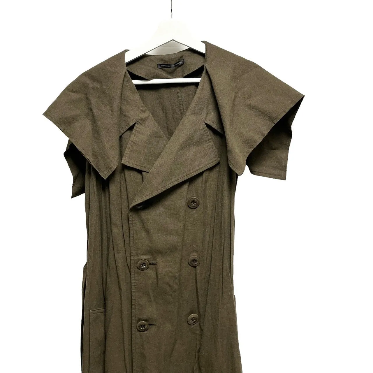 Y's ワイズ 24SS COTTON FLAX POPLIN SAILOR COLLAR COAT コットンリネンセーラーカラーノースリーブロングコート YS-C13-010